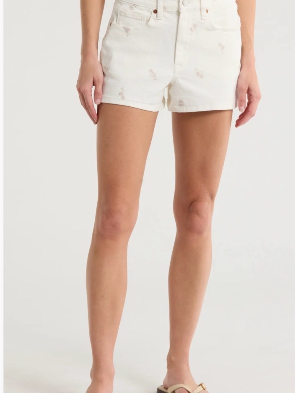 Nordstrom White High-Rise Denim Shorts with Subtle Embroidery, BLANKNYC